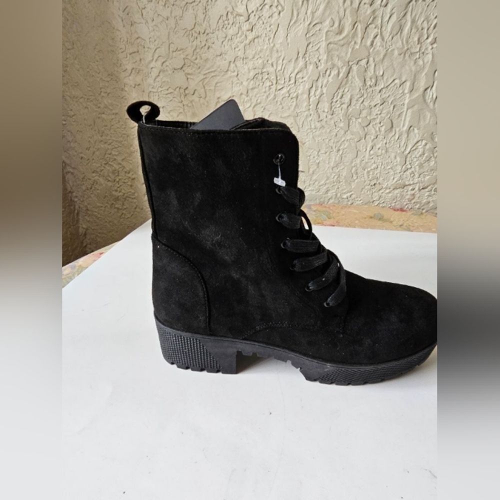 Samilor Black Lace Up Suede Boots